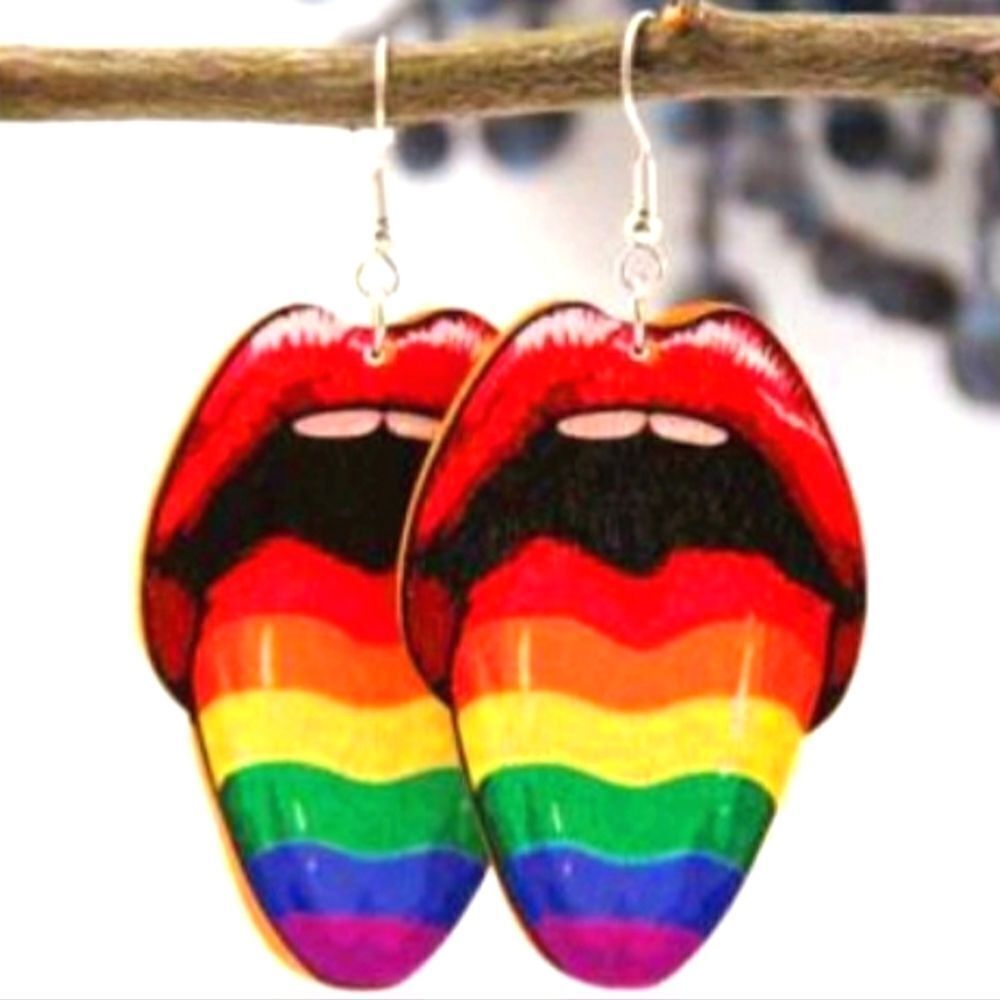 Super cute Rainbow Lips Earrings For Adults